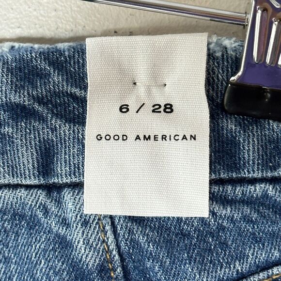 Good American Good 90's Slim Distressed High Rise Straight Leg Indigo061 6 NWT - Picture 8 of 10